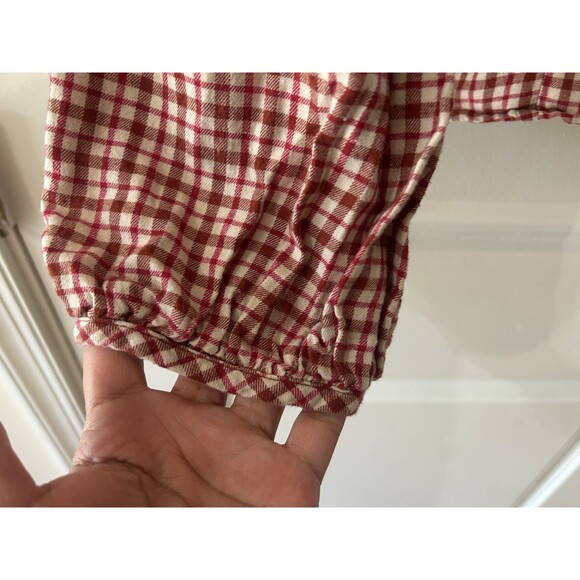 J. Crew Women’s XXL Red Plaid Ruffle Boho Hippie Cottage Square Neck Cropped - Picture 10 of 10